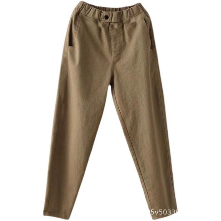 Spring and Autumn Casual Pants for Women Thin and Versatile Elastic Waist Harun Pants Cropped Pants