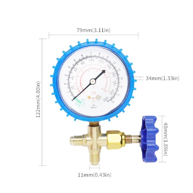 Professional Manifolds Gauge Aluminum Pressure Gauge Air Conditioner Charging Pressure Gauge Suitable for R22/R134/R404