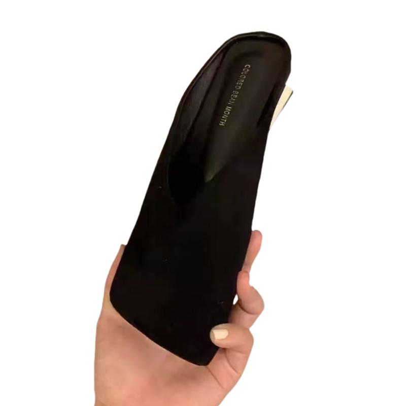 Fashion Women Slippers Flats Square Toe Slingback Mules Shoes Suede Fashion Dress Designer Shoes 2025 Autumn New Cozy Chaussure Femme