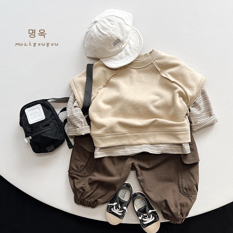 Vintage Korean Style Kids Cargo Pants Casual Unisex Boys Girls Baby Fashion Trousers
