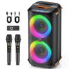 Karaoke Machine with 2 Wireless Microphones, Portable Bluetooth 5.3 Karaoke Speaker for Home Party Outdoors, PA System for Adults with Echo Adjustment