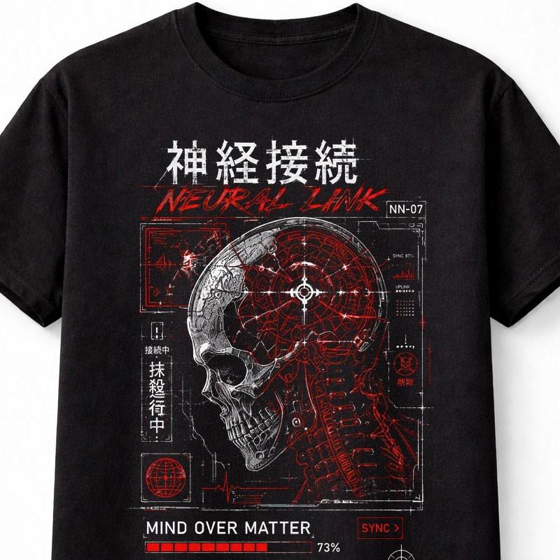 Neural Link Cyberpunk Skull Y2K Tech Gamer Unisex TShirt