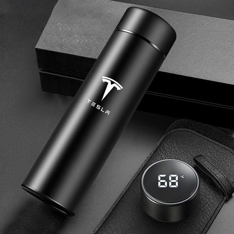 AMR1 Car 500ml Portable Coffee Thermos Car Smart Stainless Steel Insulation Cup For Tesla Model Y 3 S X Three Model3 Auto Accessories