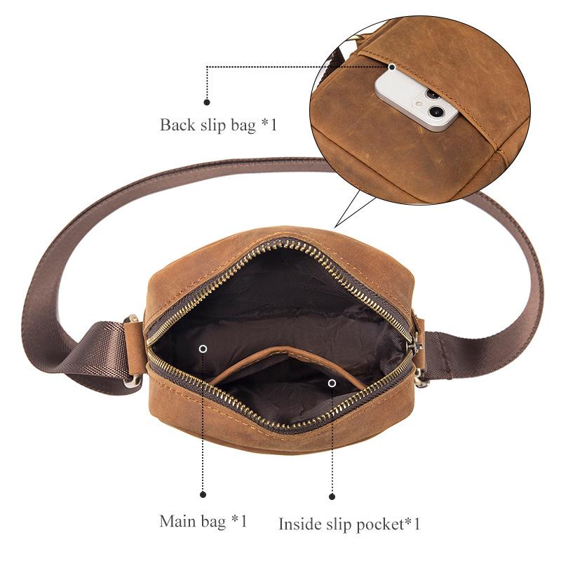 Genuine Leather Crossbody Bag, Single-shoulder Bag, Cowhide Crossbody Small Bag