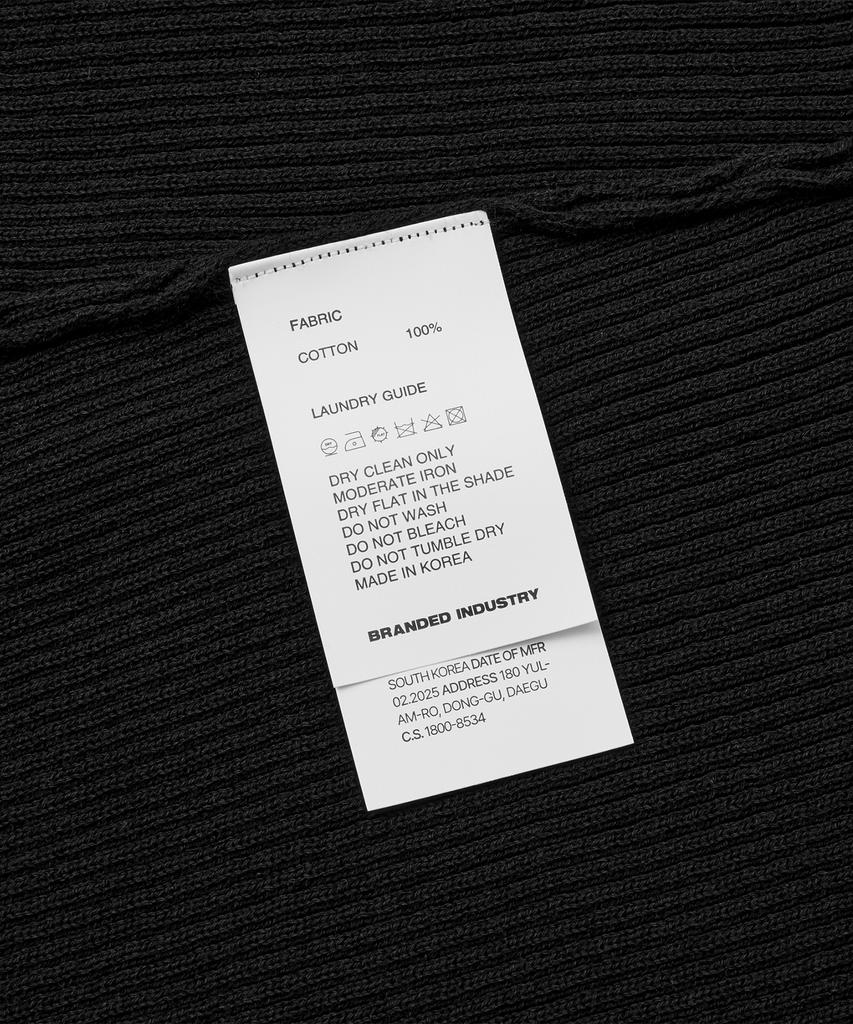 Beulaendideu Hard Twist Ribbed Henley Neck Half Knit [Black]