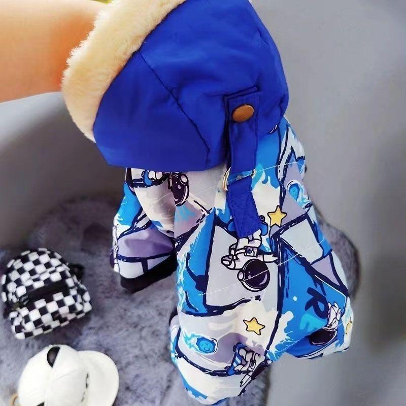 

Питомец плюшевый песик осень и зима бархатные утолщенные хлопковые вещи кошка чем медведь шнауцер зимняя теплая четырехногая хлопковая одежда L chest 45 back 35 about 7-4.5 kg