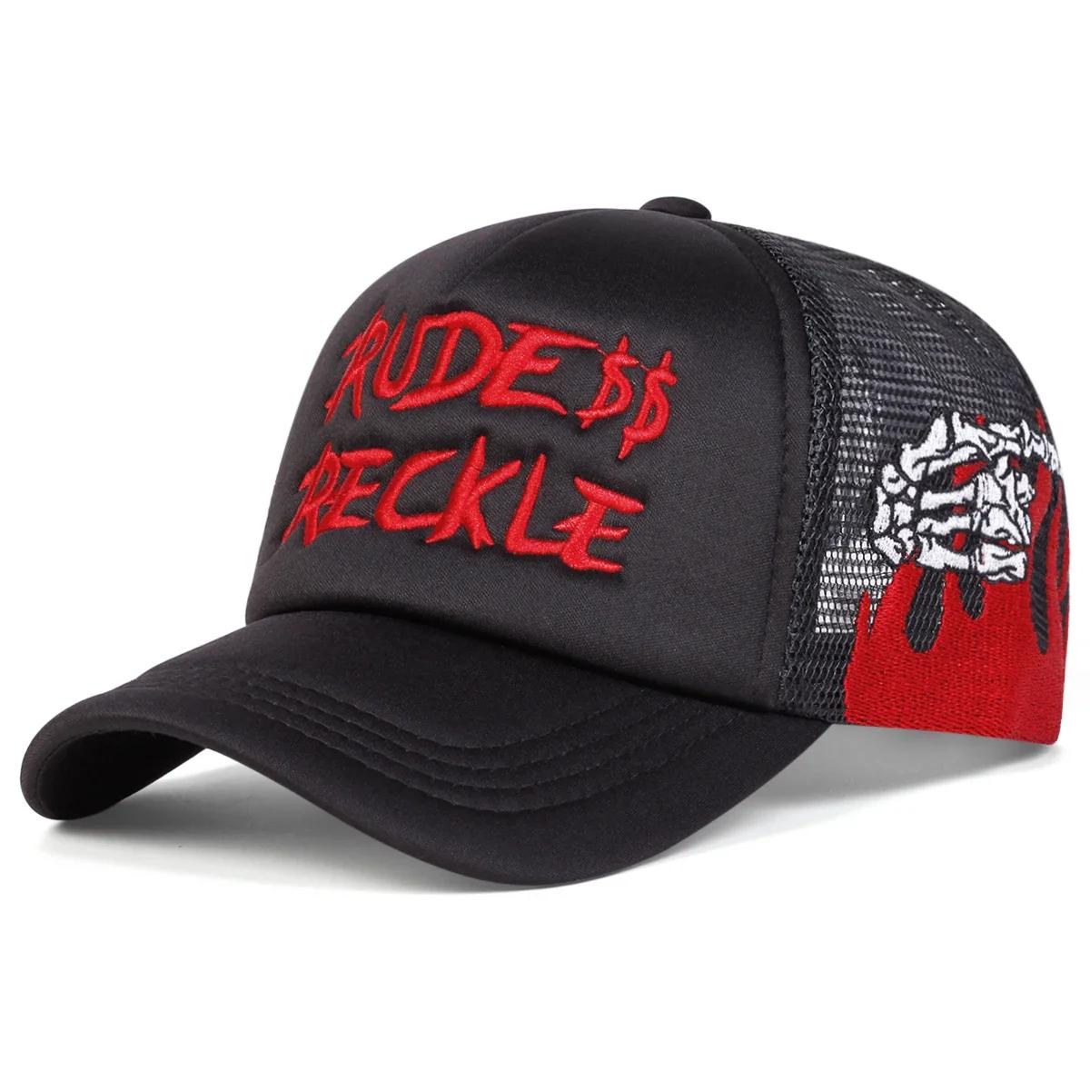 

Unisex Rude Reckle Letter Embroidery Baseball Net Caps Spring Summer Outdoor Adjustable Casual Hats Dad Hat Sunscreen Hat