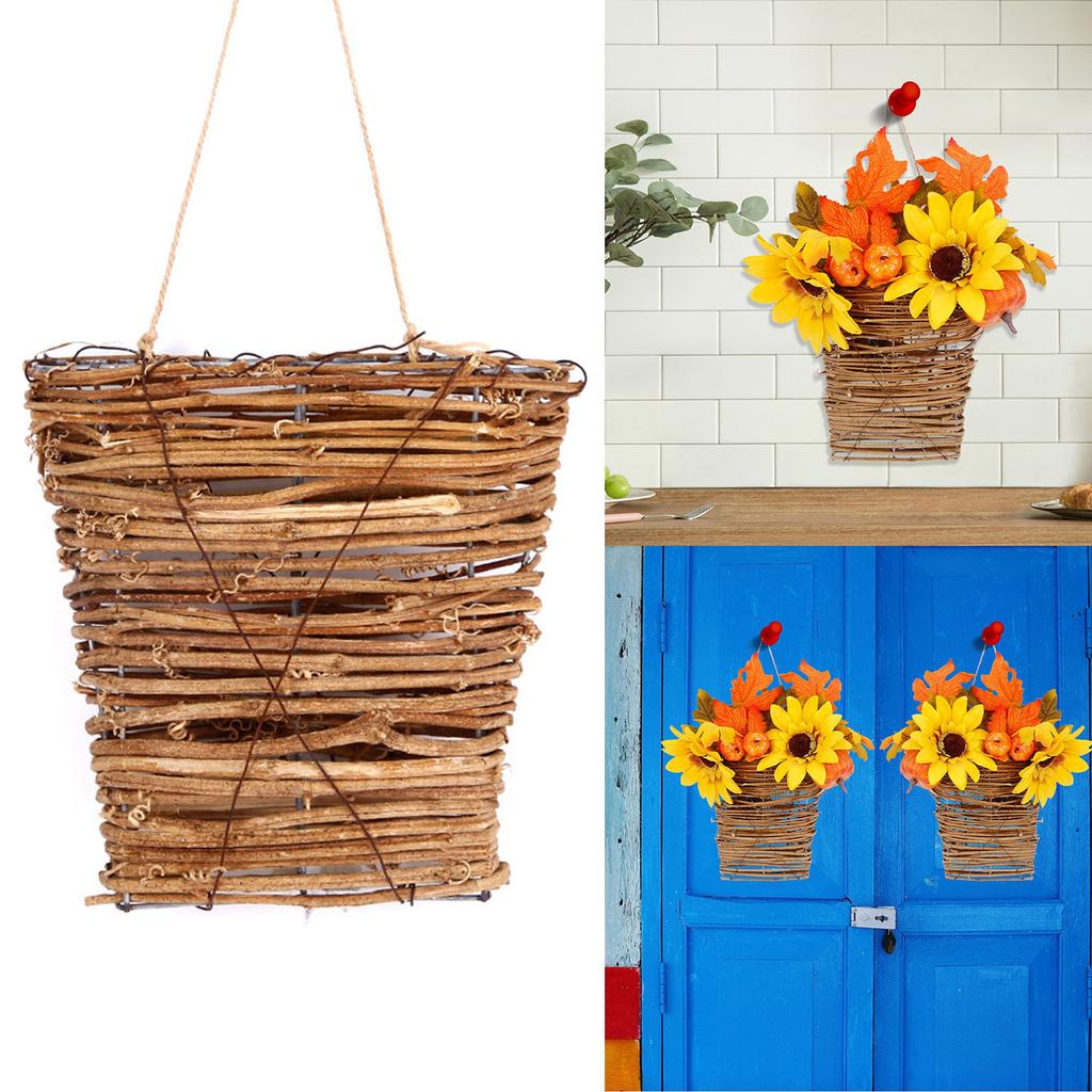 Dekoratives Blumenarrangement Kleiner Blumenkorb Rattan-Korb Anhänger Innendekorationen Handgefertigter Rattan-Blumenkorb Stift