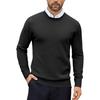 (Black, L) Mens Jumpers Ribbed Casual Pullover Sweater