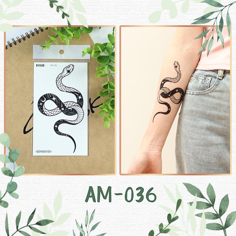 „Autocolante Tatuaj Temporar Șarpe cu Flori la Modă, Rezistente la Apă, pentru Bărbați și Femei - Design Cool, la Modă pentru Braț”