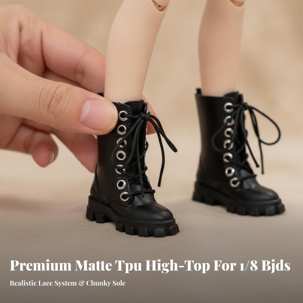 Miniature Doll Boots with Zipper | Thick Lugged Sole TPU Material, utility