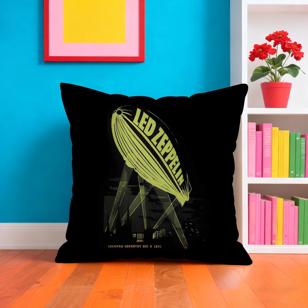 Band Rock L-Led Z-Zeppelins Cushion Cover Plush Fabric Soft Double-Sided Printed Sofa Warm Winter Home Gift Pillow Case