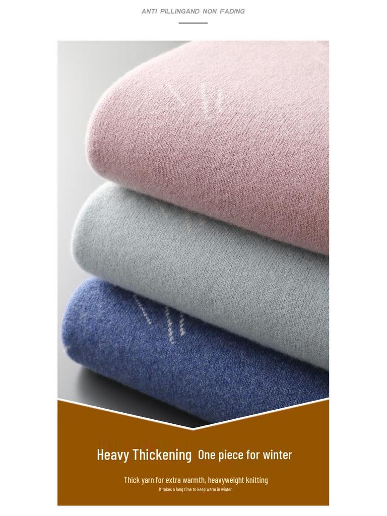 Men's Thickened Pure Wool Crew Neck Sweater - Fashionable Loose Fit Knitted Outerwear