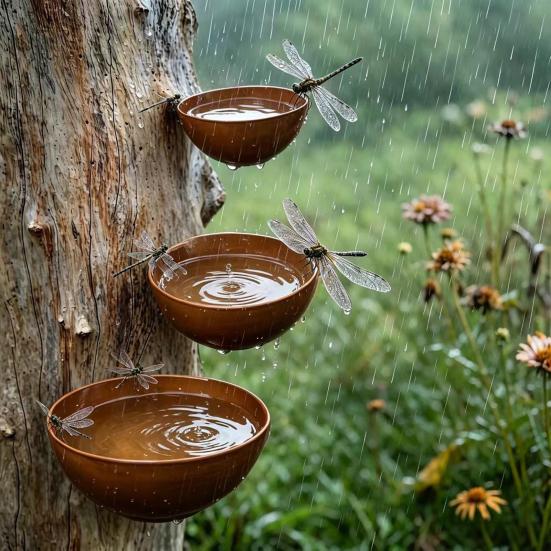 3Pcs/Set Metal Bird Baths Retro Wall Mounted Bird Bath 6cm 8cm 10cm Wild Bird Bath Feeder for Garden Backyard Outdoor Decor