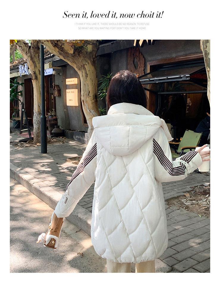 Women's Autumn and Winter Coat Solid Color Hooded Loose Thickened Windproof Mid-length Women's Jacket