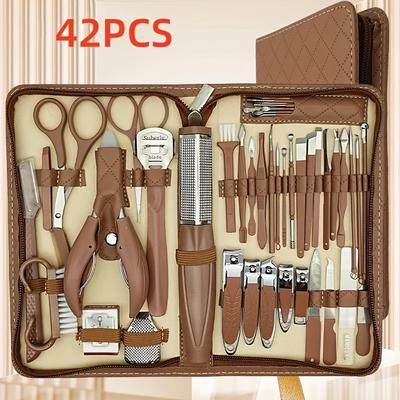 A Set of Extra Large Zipper Bag Stainless Steel Nail Kit, Suitable for Nails, Toenails And Eyebrows, Men'S And Women'S Beauty Care Tools, Nail Tools