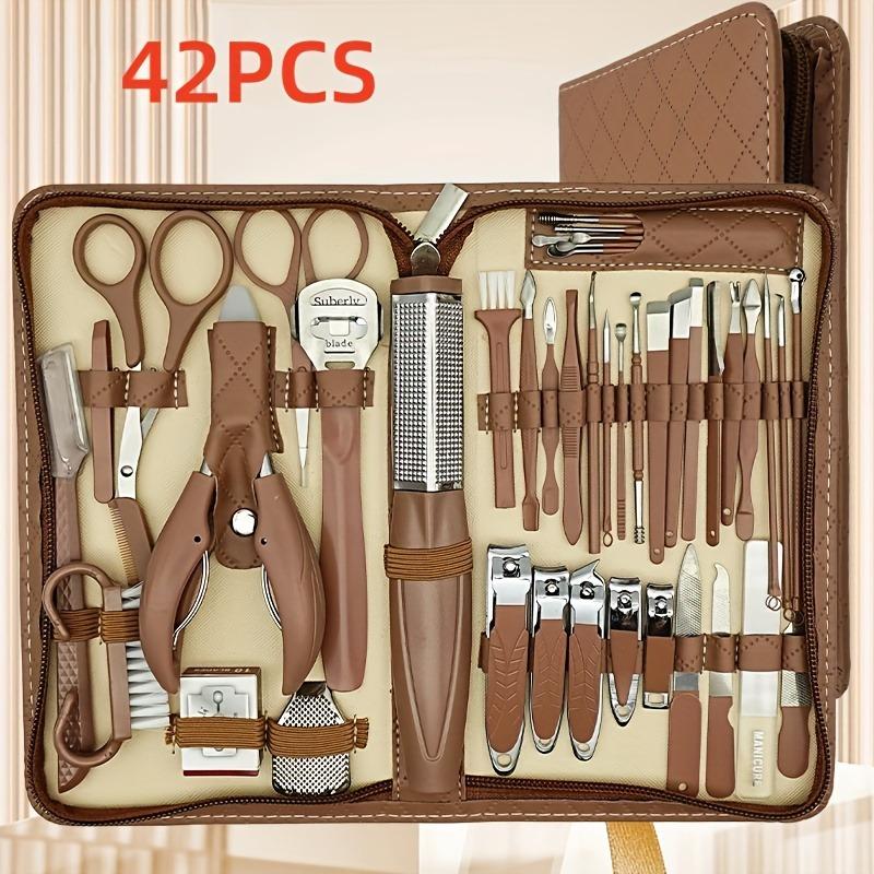 A Set of Extra Large Zipper Bag Stainless Steel Nail Kit, Suitable for Nails, Toenails And Eyebrows, Men'S And Women'S Beauty Care Tools, Nail Tools