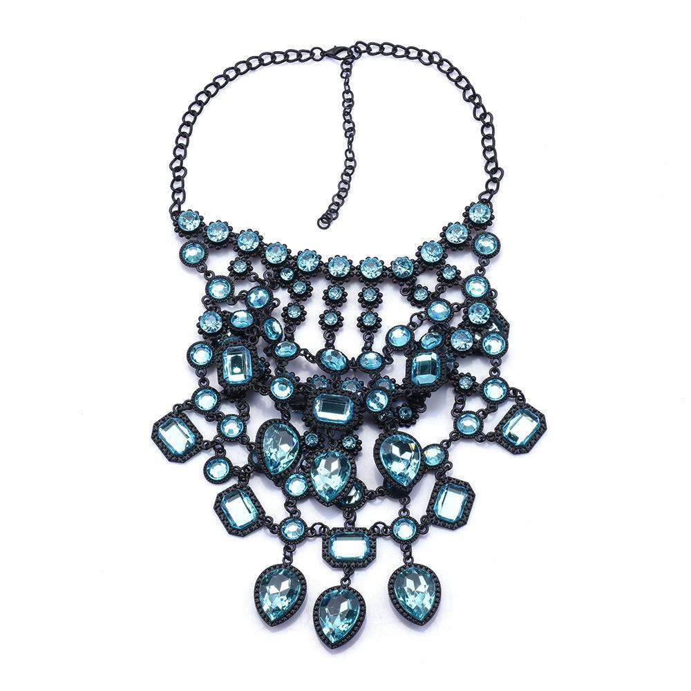 

Цветная полка преувеличенное ретро геометрическое ожерелье с каплями воды и инкрустацией из драгоценных камней