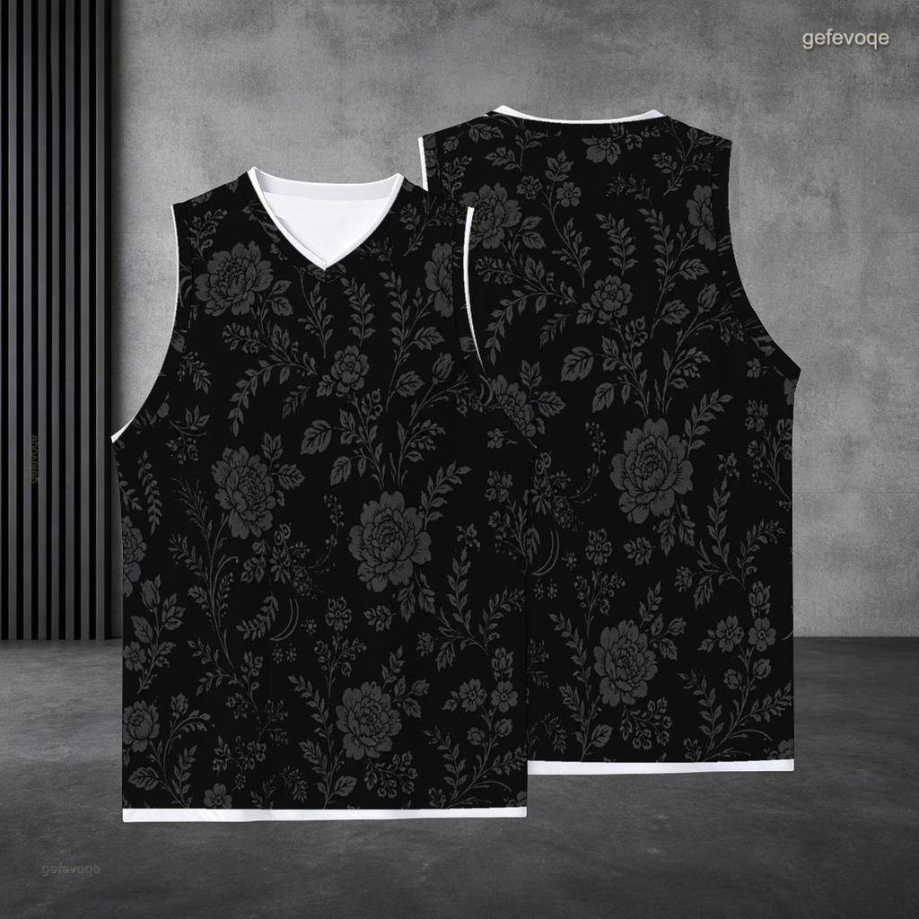 Men s Plus Size V Neck Sleeveless Floral Printed Straight Hem Tank Top