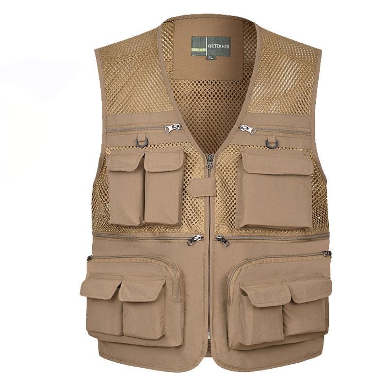 

Жилет для рыбалки, дышащий сетчатый жилет для рыбалки и путешествий с карманами на молнии, летний рабочий жилет для активного отдыха на свежем воздухе XXXXL