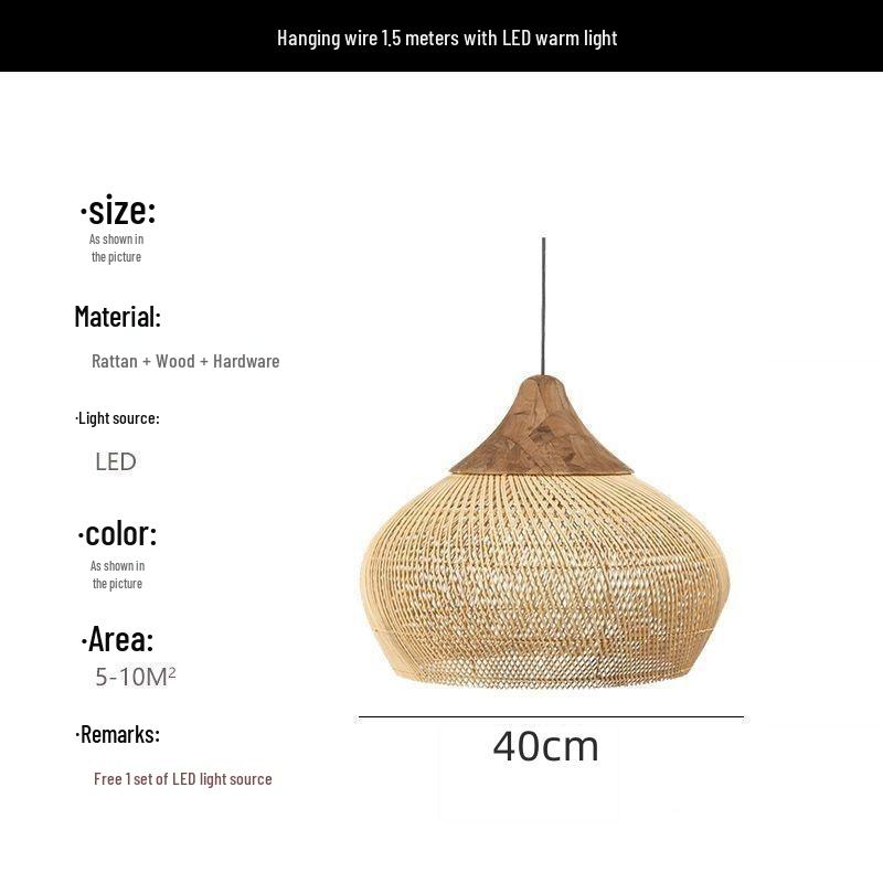 Southeast Asian Wabi-Sabi Rattan Pendant Light for Restaurants, Homestays, Tea Rooms, and Zen Spaces - Vintage Handmade Woven Design