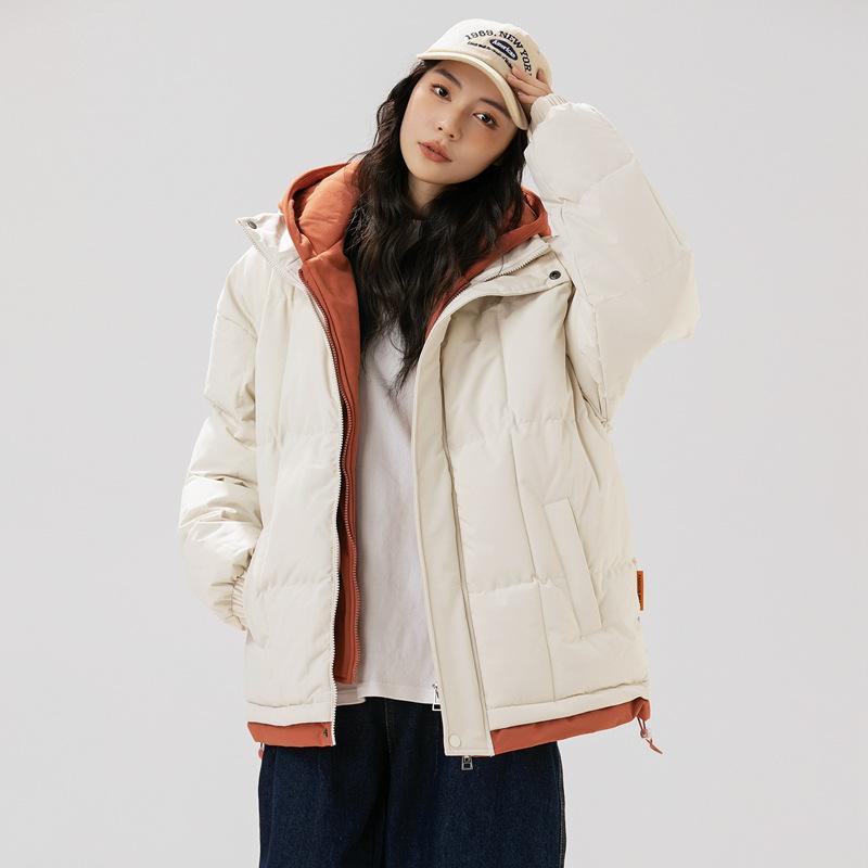 Winter New Ins Hong Kong Cotton-padded Clothes for Men, Thickened Bread Clothes, Fake Two-piece Cotton Clothes, Loose Stand-up Collar Jacket for Men