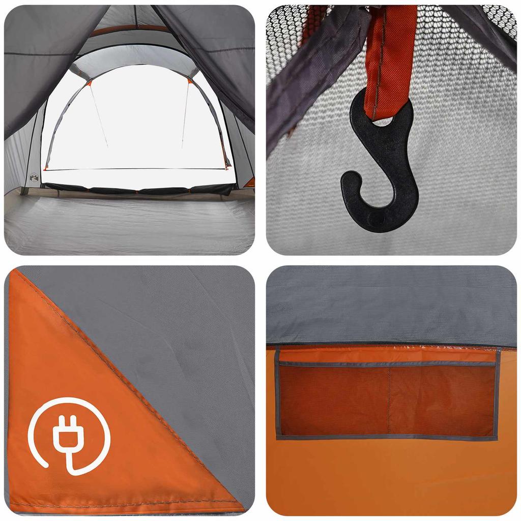 Tunnel Tent with Grey and Orange Roof 370 x 275 x 210 cm