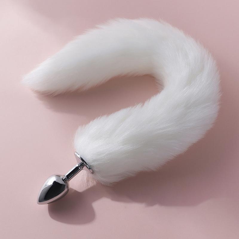 Metal Pointed Tip Plush Rabbit Tail Anal Plug Prostate Massager Butt Plug Fox Tail Cosplay Erotic Sex Toys For Adults Sex Game