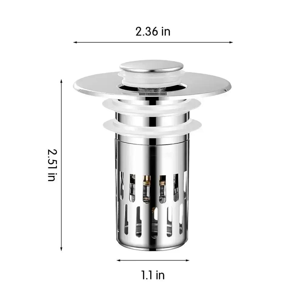 Bathroom Sink Drain Strainer for 1.1-1.42 Basin Drain Holes Anti-Odor Anti-Clogging Stainless Steel Pop Up Sink Drain Filter