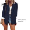 Blazer Coat Long Sleeve Big Pockets Single Button Office Suit Fashion Solid Color Lapel Jacket Workwear