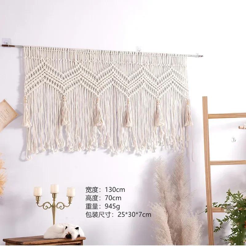 Cortina de Porta Oca de Corda de Algodão Tecida Tapeçaria Franja Decoração de Fundo Decoração de Parede Cortina Doméstica Divisória de Foyer