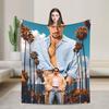 Bad Bunny Puerto Rican Rapper Portrait Blanket Soft Plush Throw Blanket For Kids Chair Sofa Bed Flannel Bedspread Bed Cover