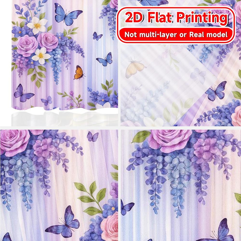 2D Flat Printing,2pcs Floral Whisper Popular Pattern Curtains Polyester Easy Install Curtains All Seasons Use for Living Room