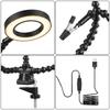 Flexible Soldering Helping Hands with 5-Arm Adjustable Clamp and Built-in USB LED Ring Light for PCB Work and Electronics Repair
