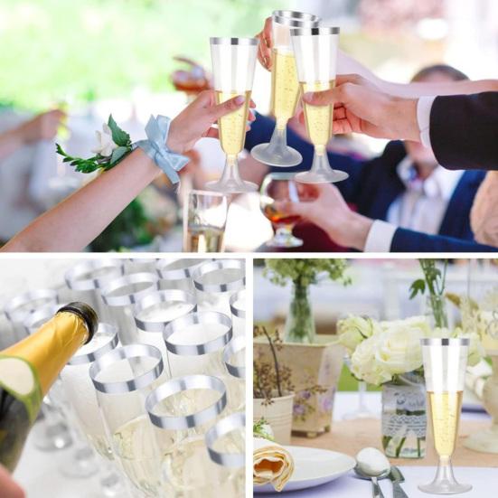 5 Bucăți Pahare Tip Tumbler din Plastic 150ml Transparente Elegante De Unică Folosință pentru Petreceri cu Margine Aurie Ușoare Recipiente pentru Băuturi pentru Nunți Recepții Și Sărbători