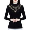 Spring Ironing Diamond Base Shirt for Women with Small Shirt for Women with Slim Fit and Fashionable Mother Plus Velvet Top