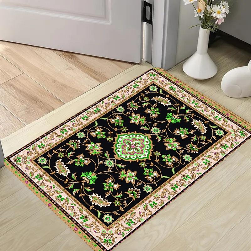 Vintage Vine Floral Print Doormat Anti Slip Entrance Mat Luxury Farmhouse Decor Front Door Hallway Bedroom Kitchen Door Rug