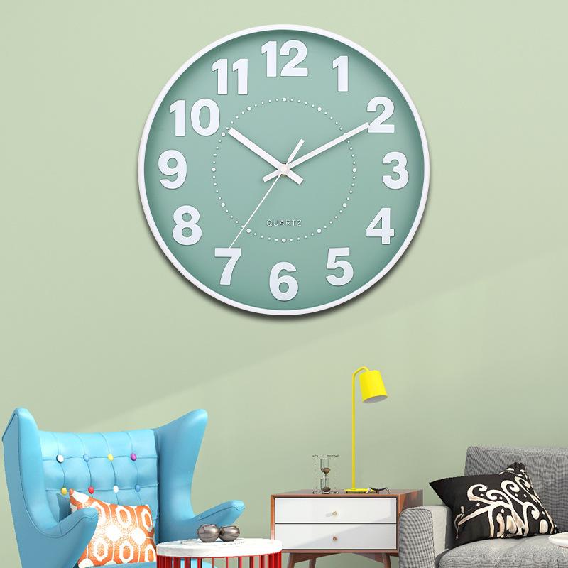 12 Inch 30CM Silent Wall Clock, Creative and Fashionable, Three-dimensional Digital Minimalist Clock for Home Living Room