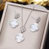 Titanium Steel Four-leaf Clover Necklace and Earring Set High-end Understated Luxury Unique and Elegant Earrings Clavicle Chain Jewelry