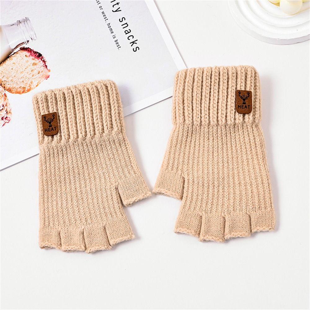 Thicken Warm Gloves Elastic Half Finger Gloves Fashion Knitted Mittens for Working