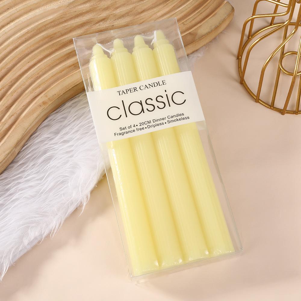 20cm Classic European Macaron Vertical Pattern Long Pole Candle Romantic Wedding Western Restaurant Pole Wax Colorful Candle Decoration