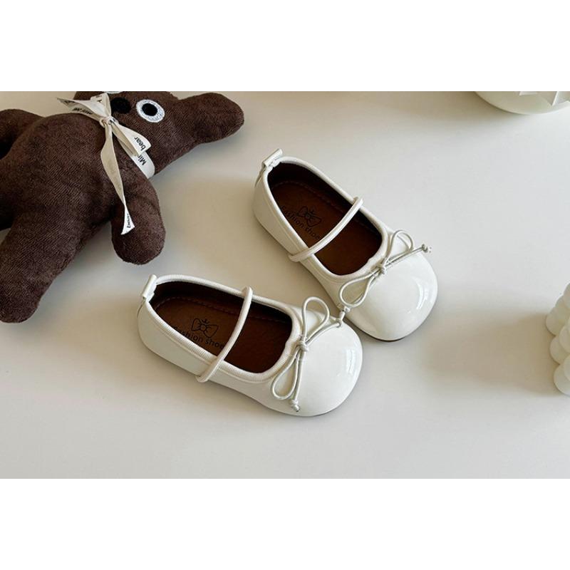 Girls Korean Style Bow Decorated Princess Leather Shoes