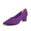 Fashion 2025 Pointed Toe Middle Heel Breathable Comfortable Knitted Shoes Women Shallow Mouth Chunky Heel Fashion Zapatos De Mujer Pumps