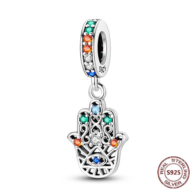 Teufelsaugen Anhänger 925 Kupfer Original Hand von Fatima Blauer Zirkon Kreuz Blaue Augen Charms Passend für Armband DIY Herstellung Zirkon Geschenk