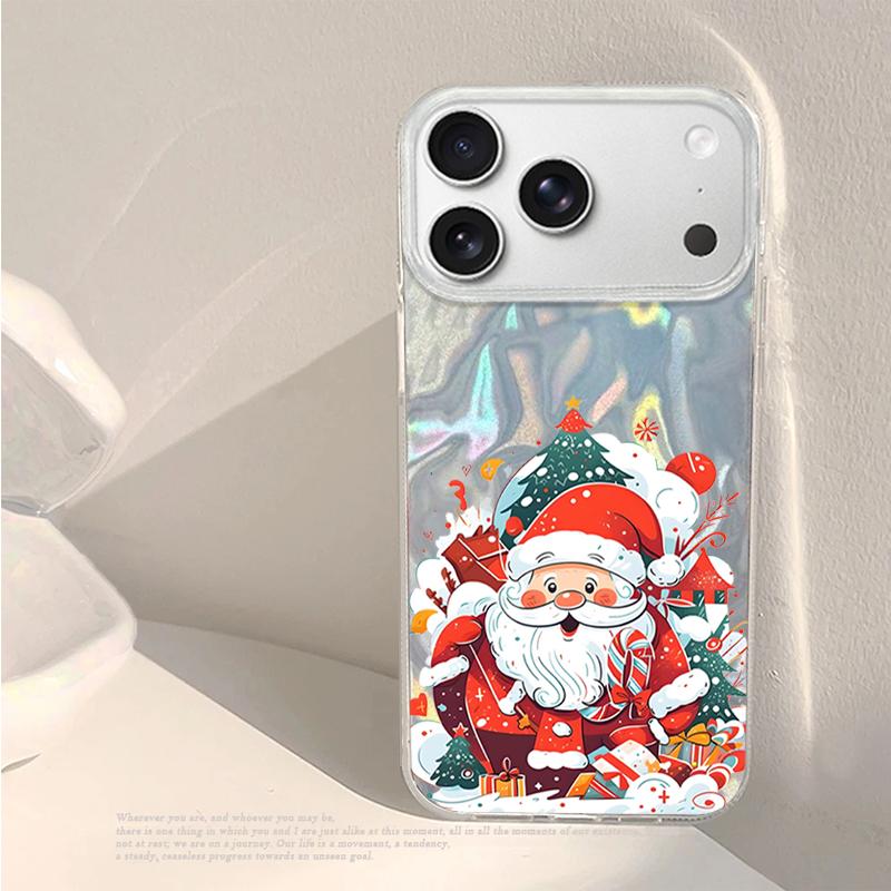 New Year Christmas Phone Case For iPhone 16e 17 Air 16 15 14 17 Pro Max 13 12 Pro 15 11 Shockproof Hard PC Laser Cover