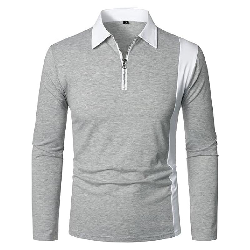 Color Blocked Pattern Digital Design Fashionable Men's Long Sleeved Polo Shirt Spring and Autumn Casual Daily Outdoor 100% Polyester Fiber