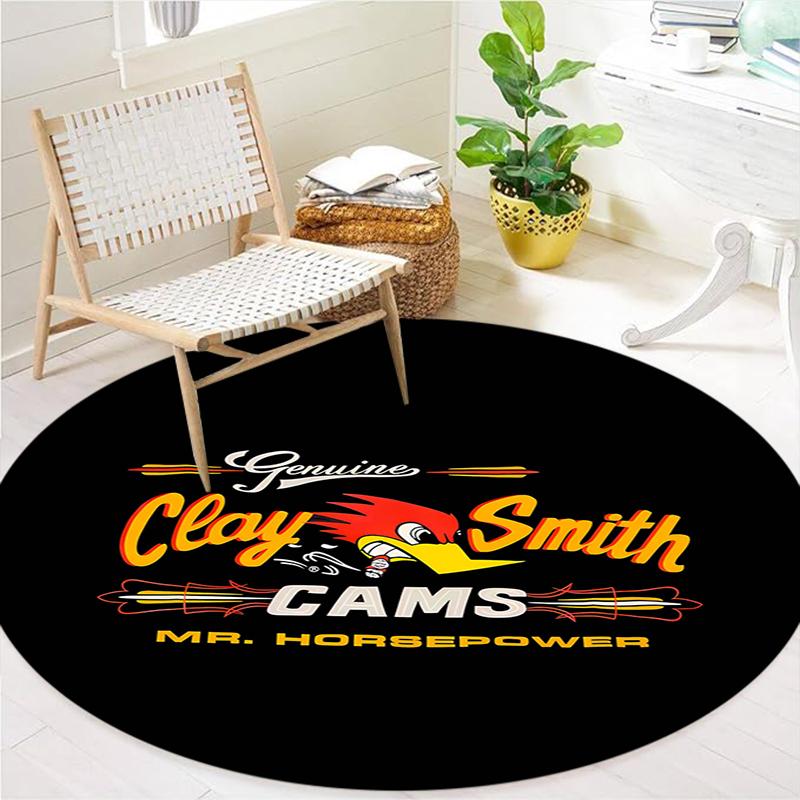 Mr. Horsepower Round Area Rug,Carpet Rug for Living Room Bedroom Sofa Playroom Decor,Non-slip Floor Mat