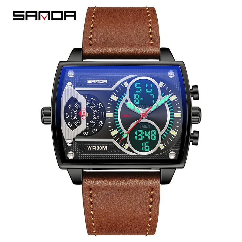 Sanda Men's Trendy Business & Sports Waterproof Electronic Watch