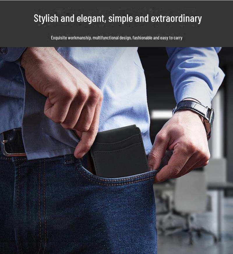 Premium Men's Leather Wallet with Magnetic Credit Card Holder and Airtag Slot