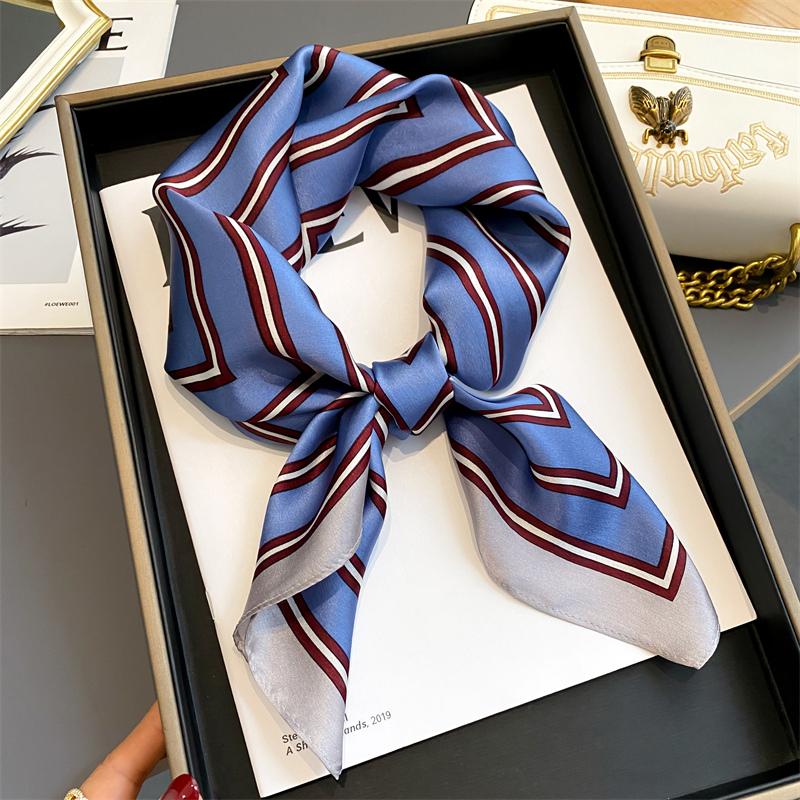 Lenço Quadrado de Cetim de Seda 100% Puro Alta Qualidade para Mulheres Estampado Bolsa de Mão Pulseiras de Pulso Xale Feminino Lenço de Pescoço Foulard